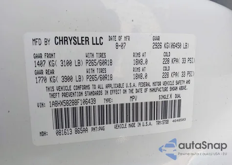 2008 Chrysler Aspen Limited z USA, uszkodzony, nr VIN 1A8HX58288F106439